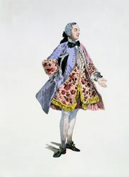 1744年3月9日ベルフォール役のムッシュベルクール（手描きの彫刻）